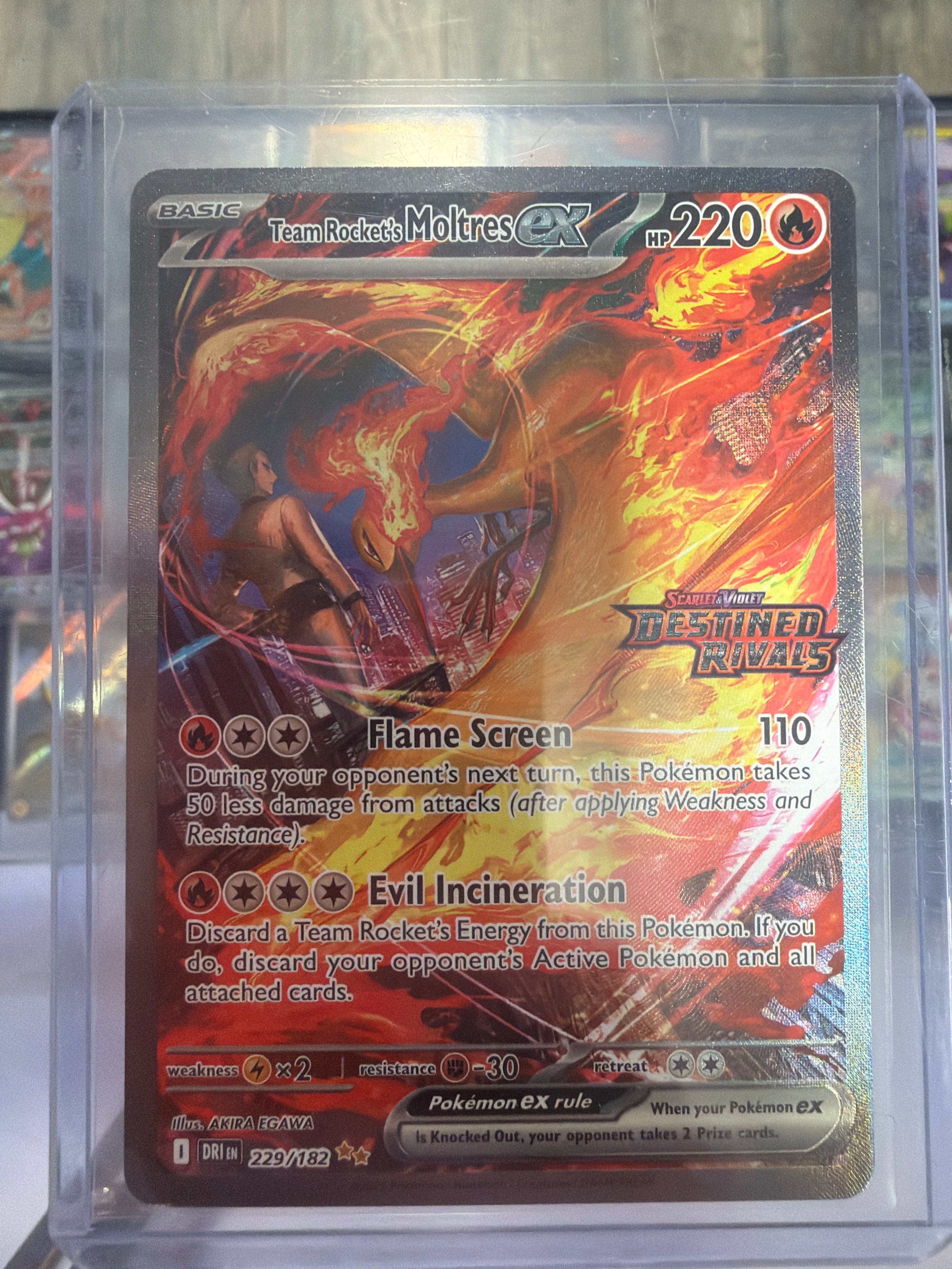 Pokemon | Team Rocket's Moltres ex - 229/182 (Destined Rivals Stamp) - Miscellaneous Cards & Products (MCAP)