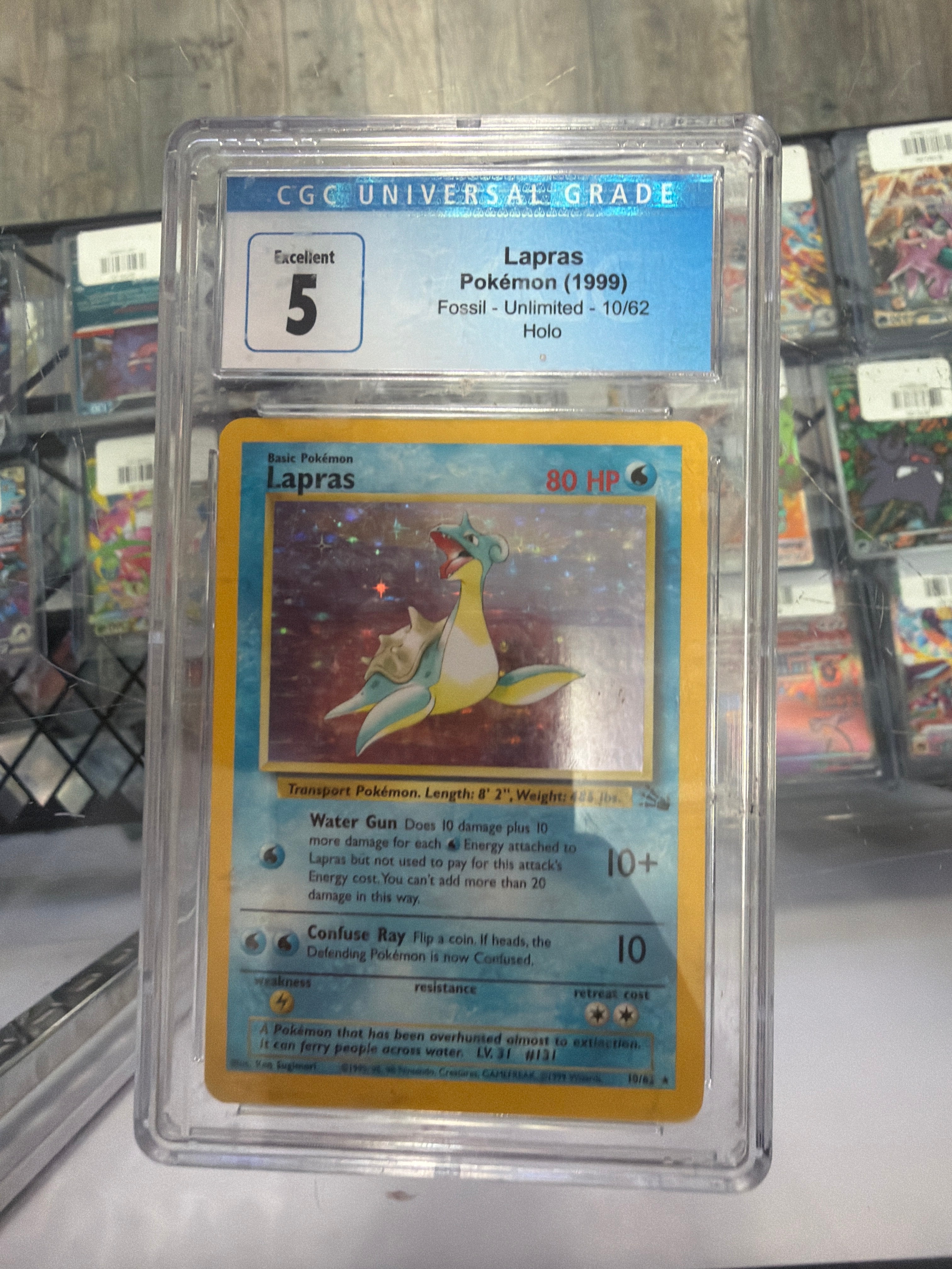 Lapras 10/62 Fossil Holo Unlimited CGC 5 Excellent 5166