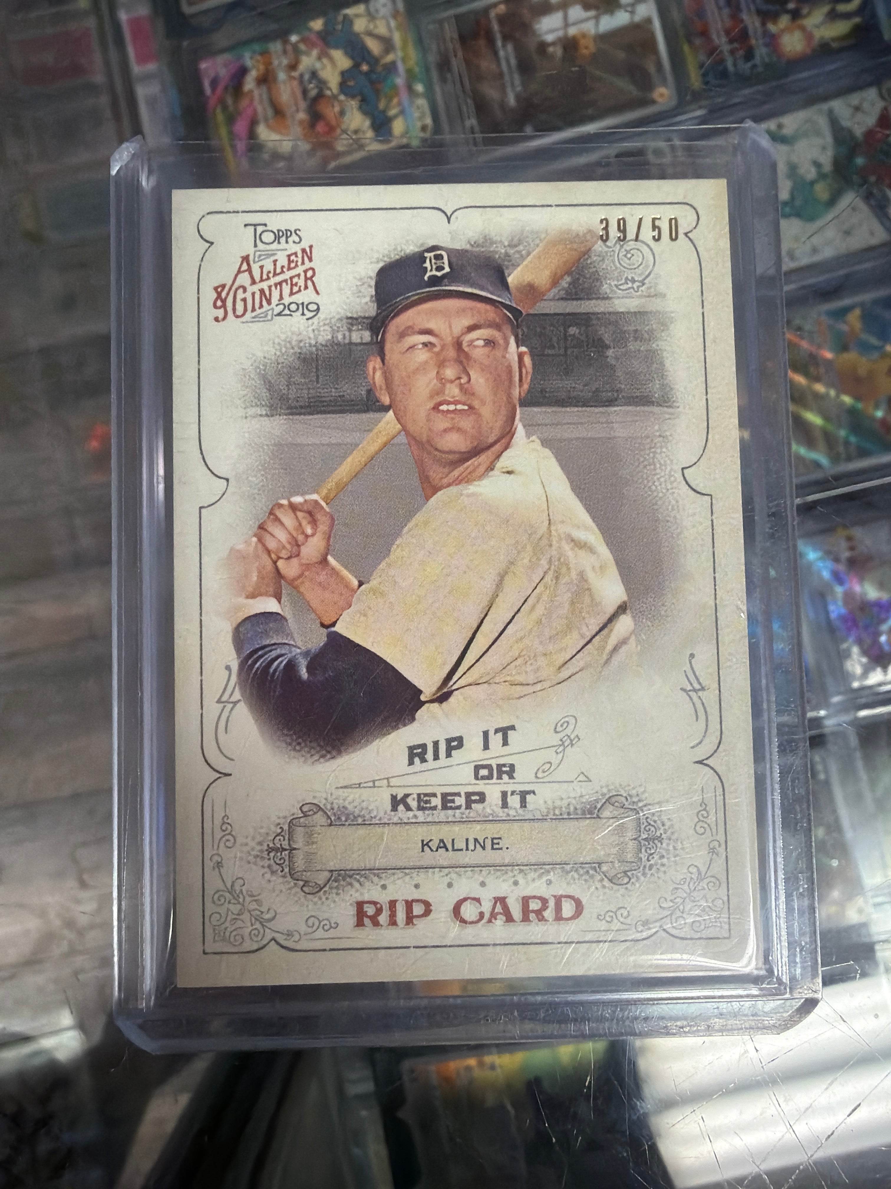 2019 Topps Allen & Ginter Al Kaline Rip Card RIP-44 #39/50 UNRIPPED Tigers SSP
