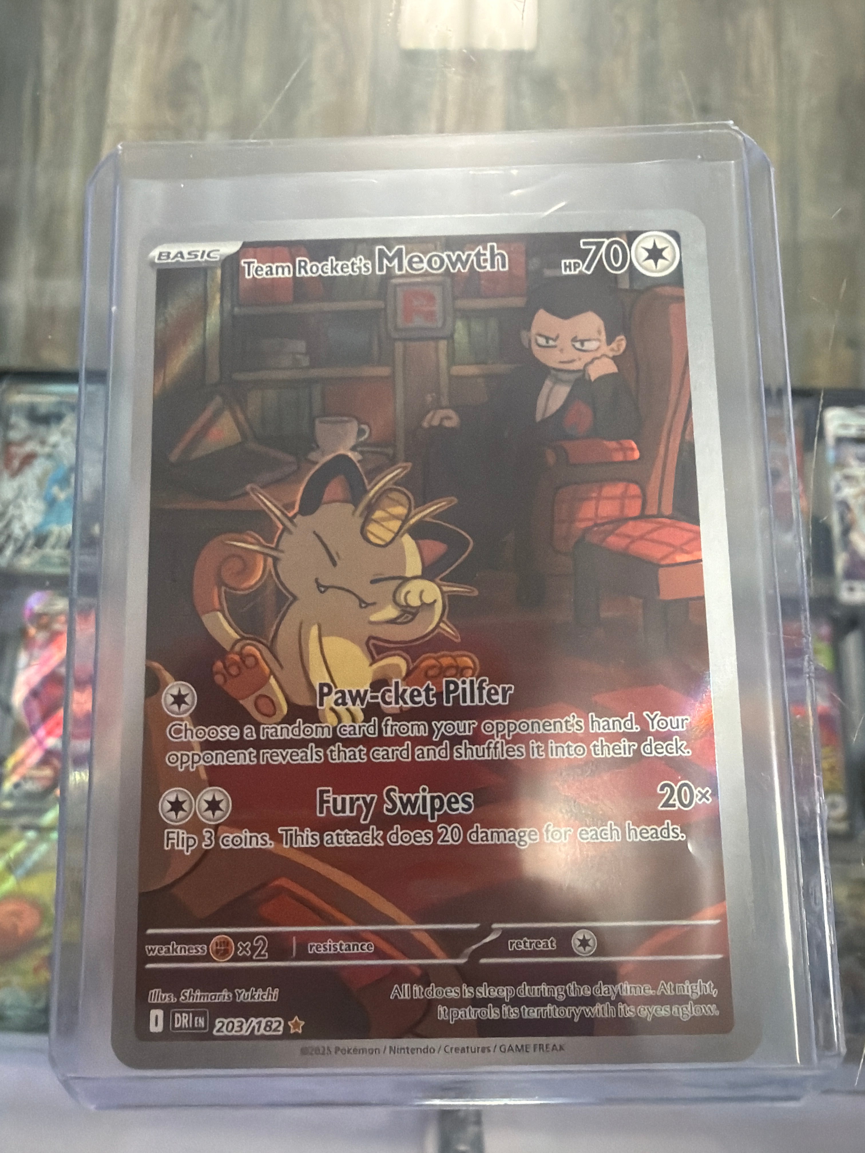 Pokemon | Team Rocket's Meowth 203/182 Sv10 Destined Rivals Full Art Holo Eng