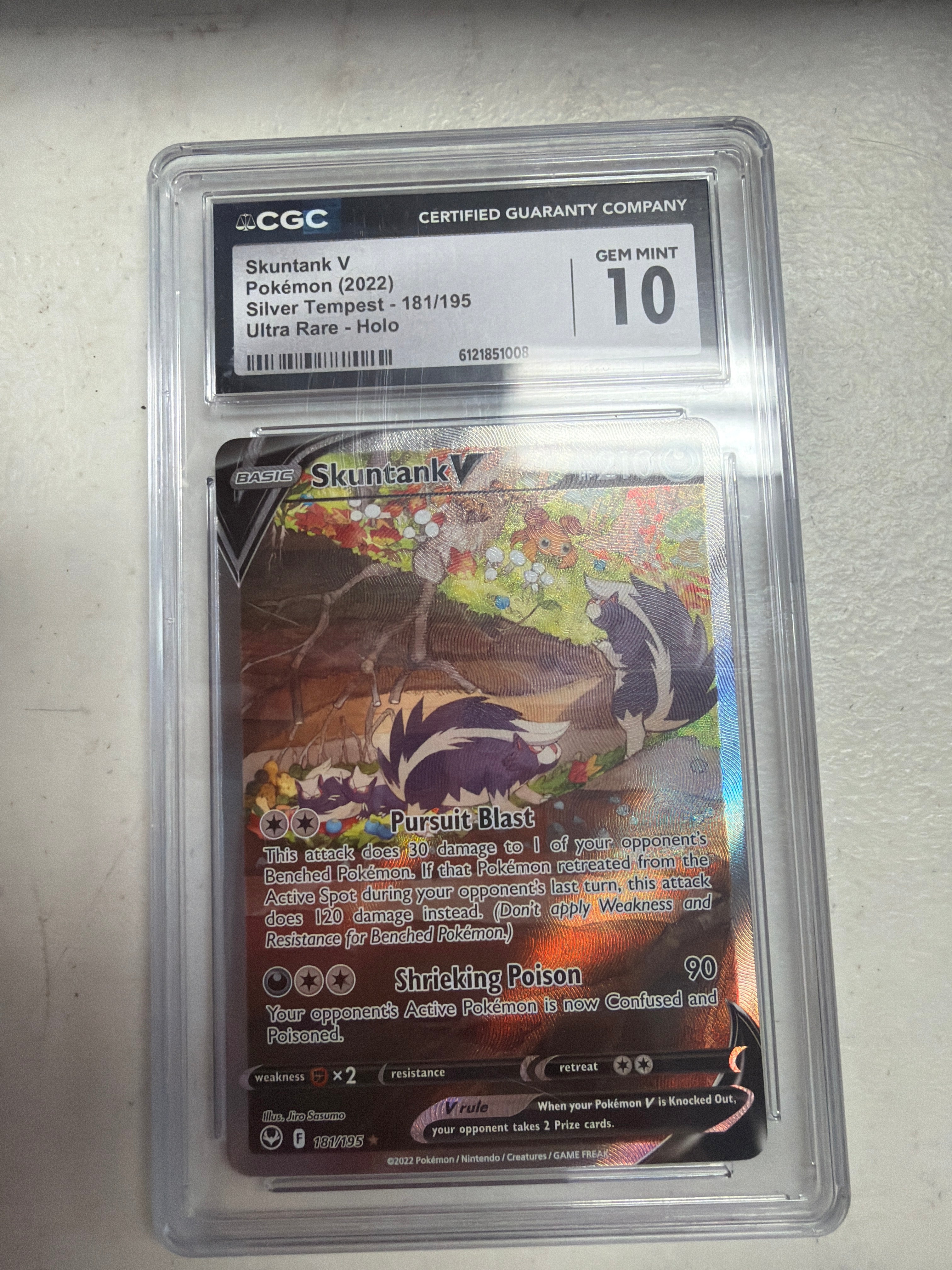 CGC 10 | Pokemon Silver Tempest Alt Art Skuntank V #181