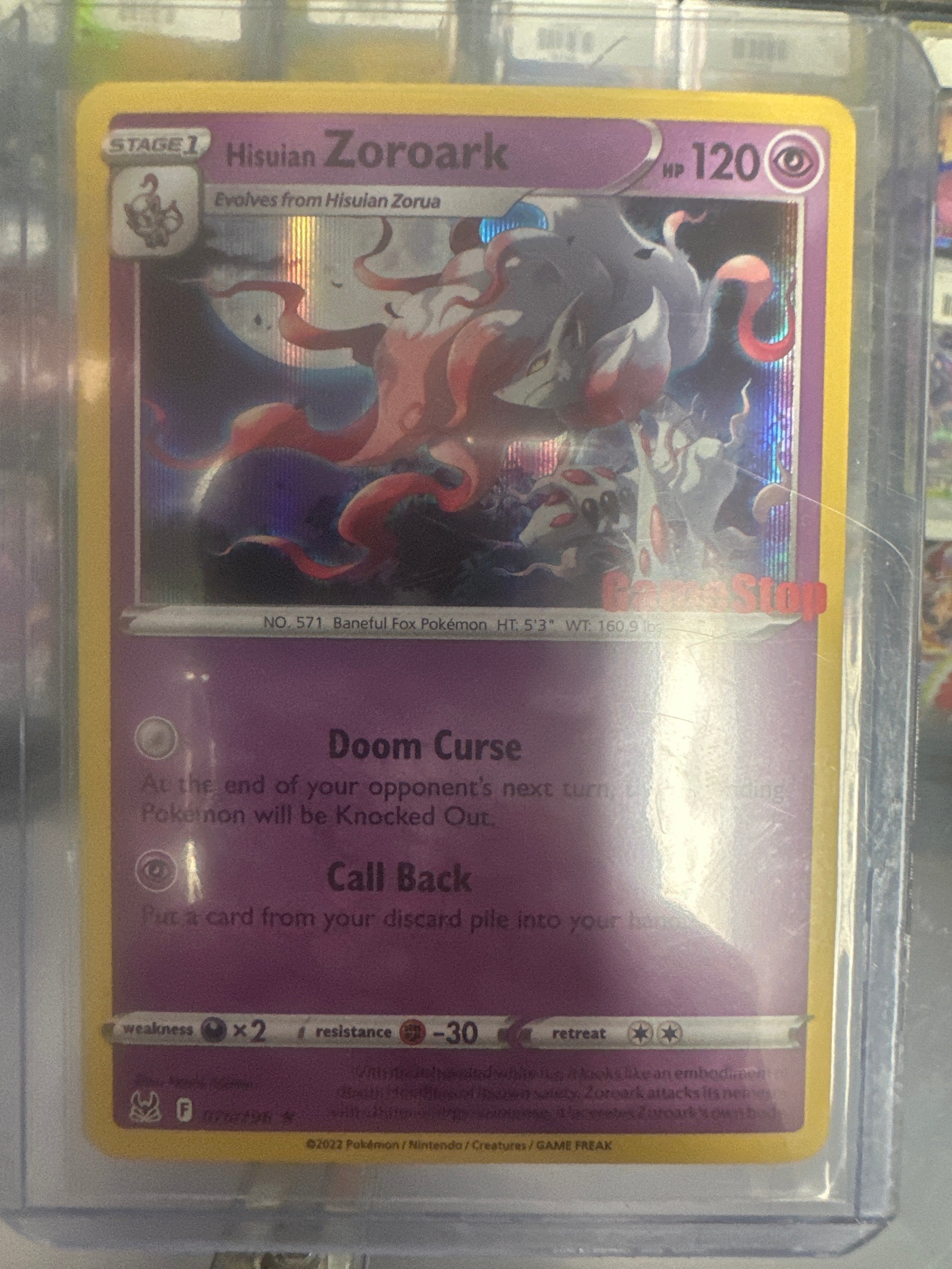 Pokémon | Hisuian Zoroark 076/196 GameStop Stamed • GameStop Edition