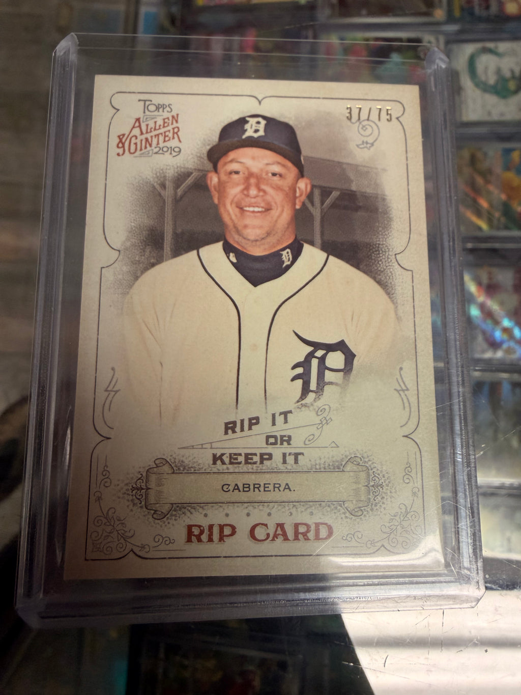 2019 Topps Allen & Ginter Miguel Cabrera Rip Card RIP-15 #37/75 UNRIPPED Tigers SSP