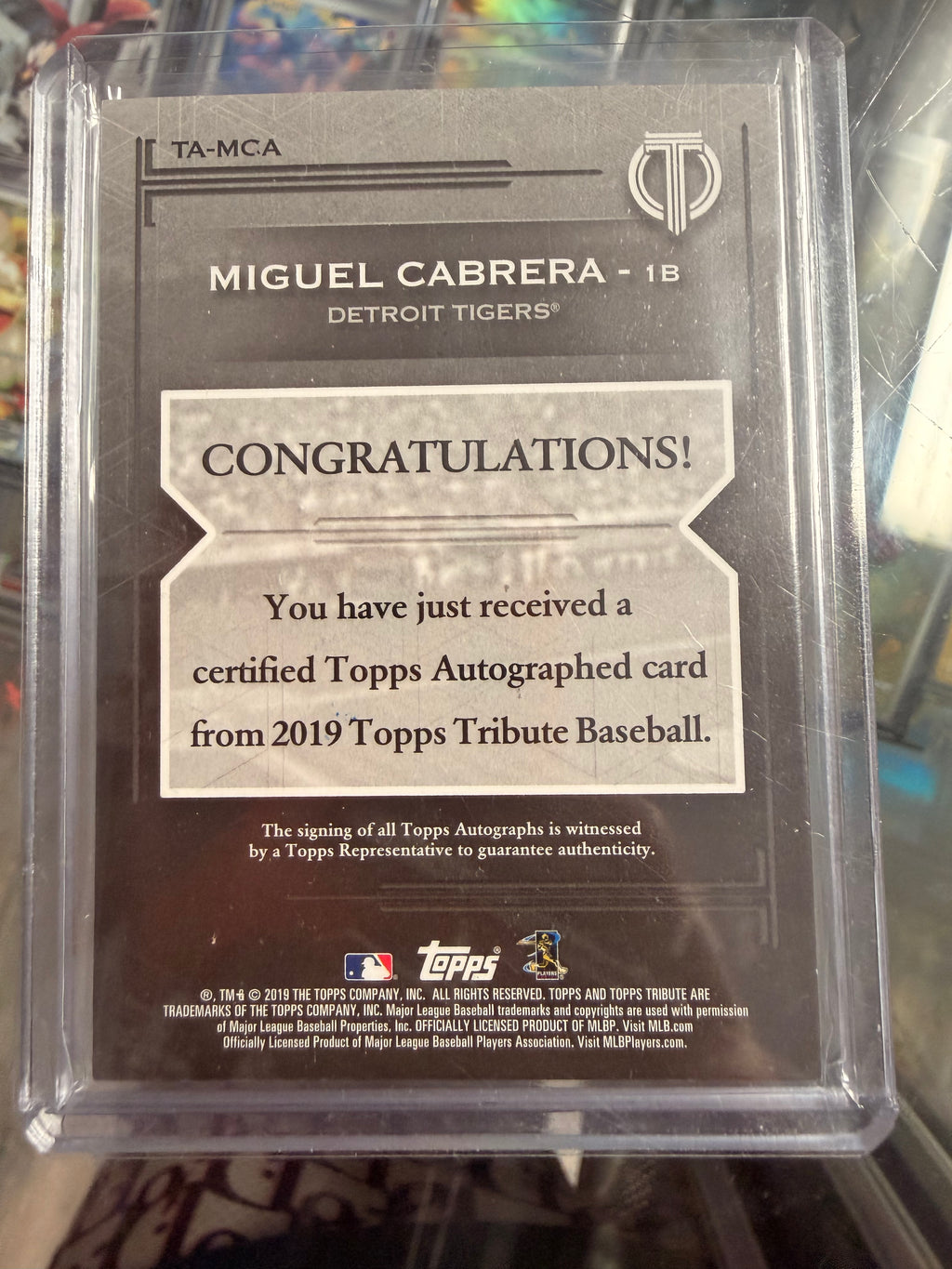 2019 Topps Tribute Miguel Cabrera Auto 51/60 TA-MCA On Card Autograph Tigers HOF